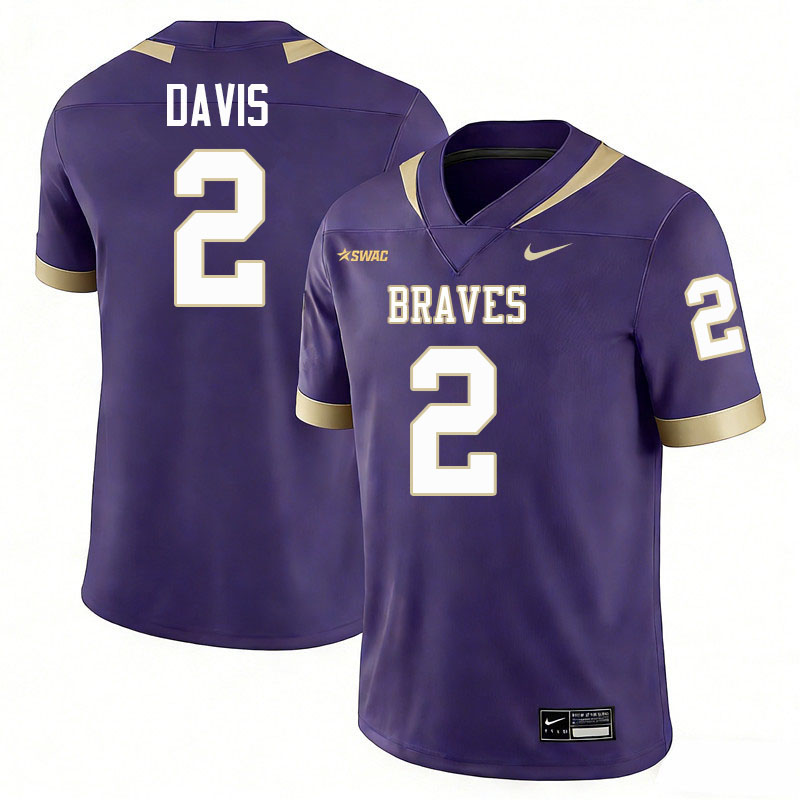 Alcorn State Braves #2 Reggie Davis College Football Jerseys,Uniforms Stitched-Purple